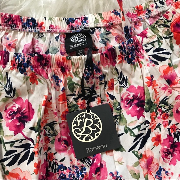 Bobeau Floral Poplin Off Shoulder Top Medium - Picture 3 of 8
